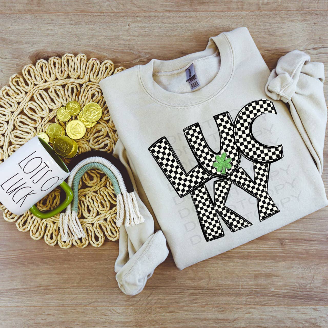 Black/White Lucky Checkered DTF Heat Transfer: YOUTH